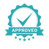 Approved certificate icon with five stars - isolated on white background